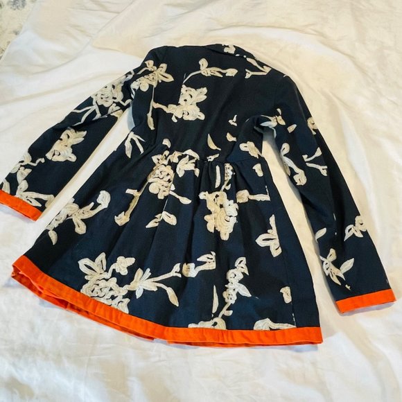 Freeway Floral Embroidered Baby Doll Jacket, Navy With Orange Trim Size Small - Picture 10 of 15